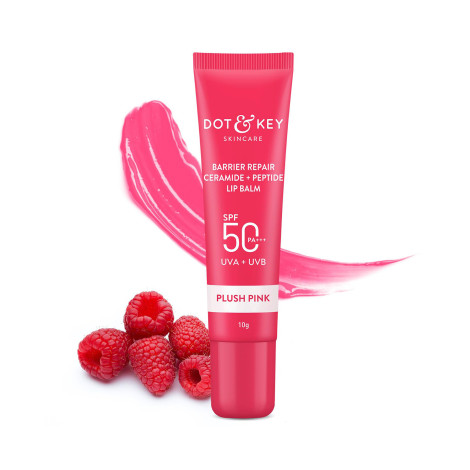 Dot & Key Ceramide Peptide Tinted Lip Balm SPF 50- Plush Pink 10 g