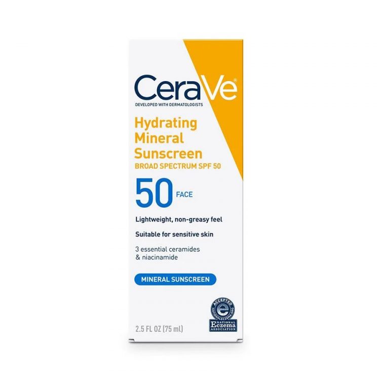 CeraVe Hydrating Mineral Face Sunscreen Broad Spectrum SPF 50 -75ml