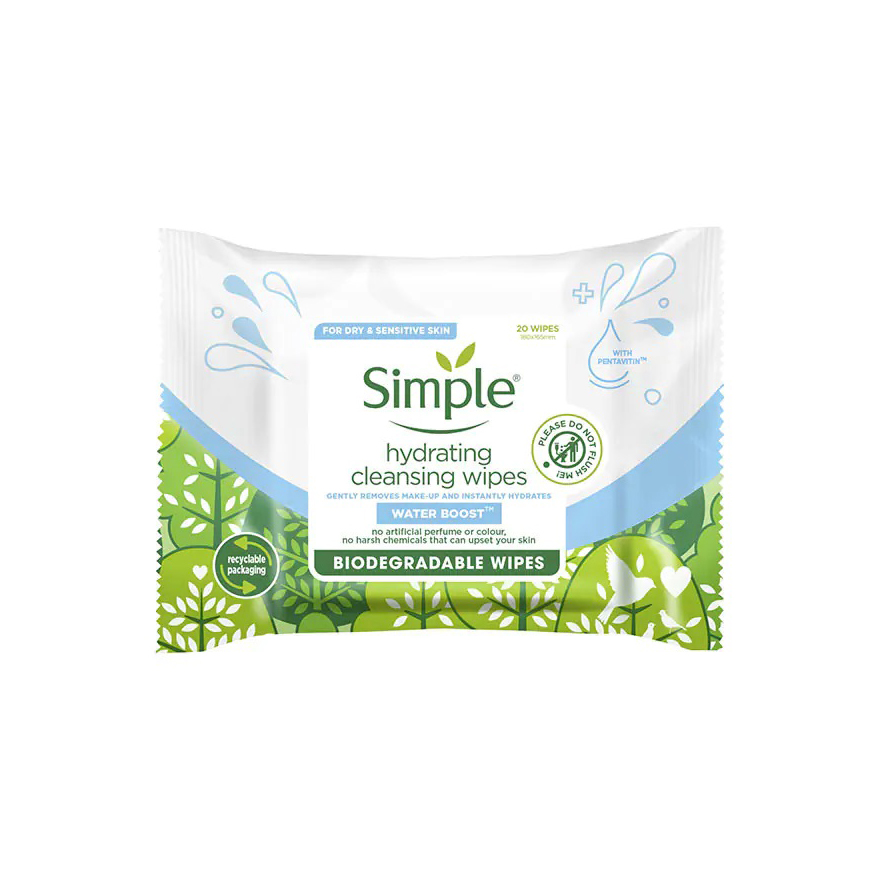 Simple Micellar Wipes Biodegradable Wipes 20pc