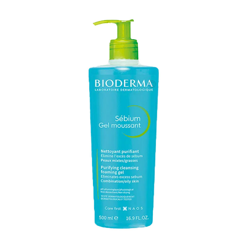 Bioderma Sebium Gel Moussant Purifying Cleansing Foaming Gel for Combination to Oil Skin 500ml