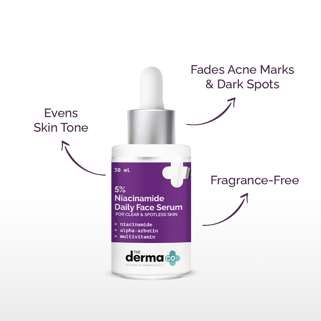 The Derma Co 5% Niacinamide Daily Face Serum with Alpha Arbutin & Multivitamins  30m